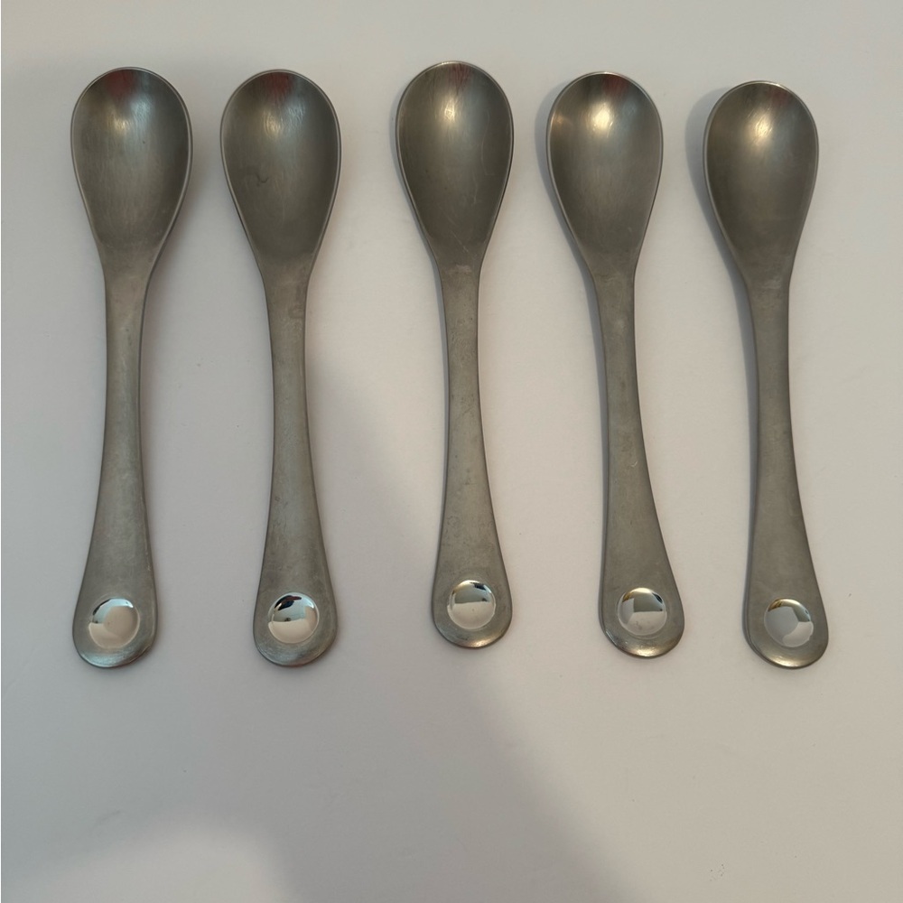 5 Place Oval Soup Spoons Robert Welch PENDULUM 18/10 Stainless Satin 7 3/4”